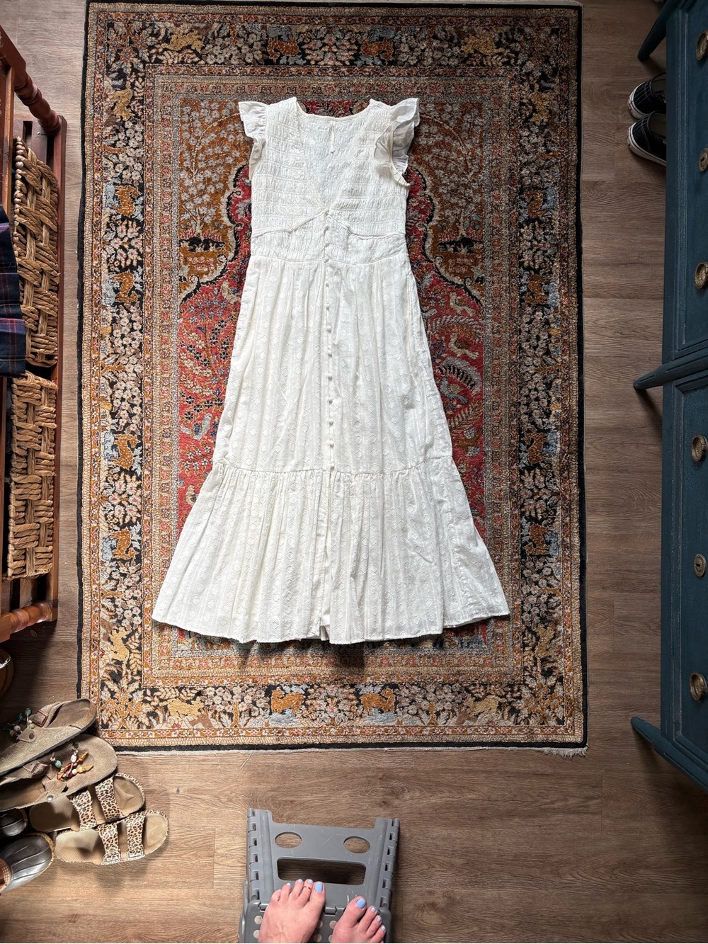 Anthropologie White Eyelet Midi Dress